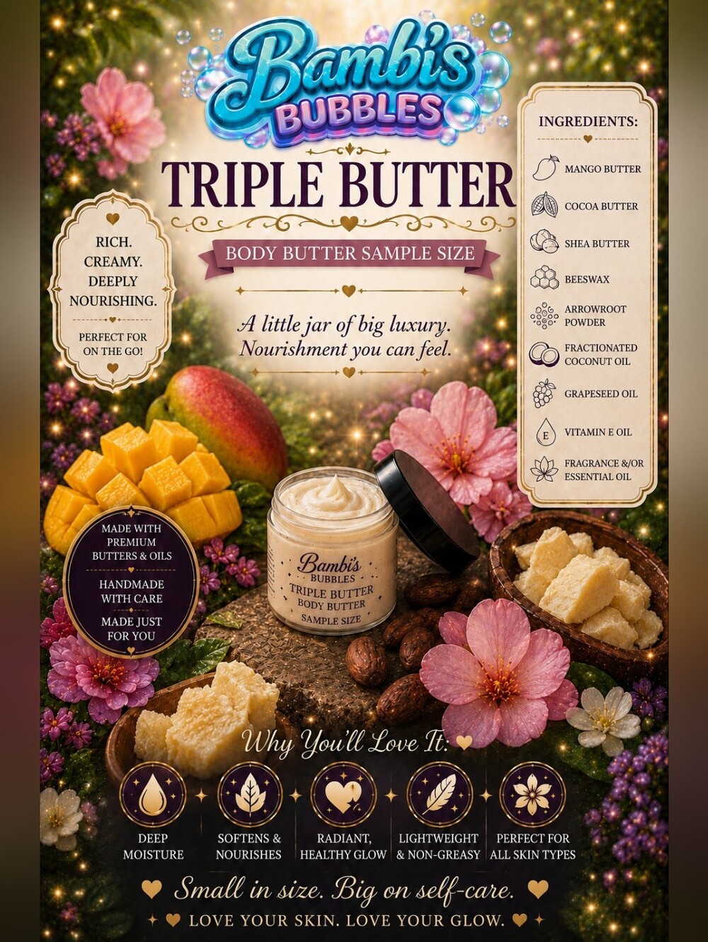 Hand Crafted Sample Mini Creamy Body Butter Lotion Assorted Available